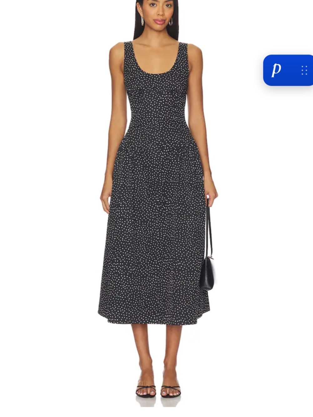 Lioness Black Midi Dress with White Polka Dots